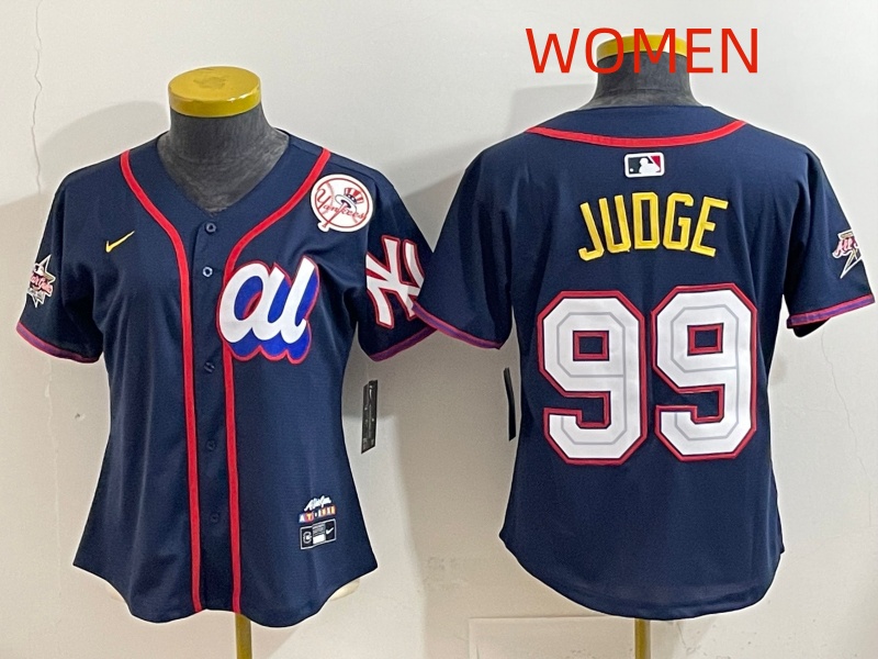 Women  2025 New York Yankees #99 Judge dark Blue All star Nike MLB Jersey style 003->women mlb jersey->Women Jersey
